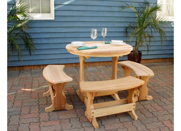 35" Cedar Round Trestle Dining Set