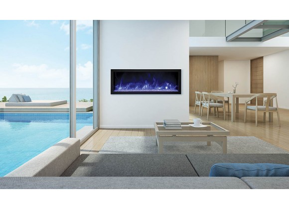 Remii 45" Extra Slim Indoor Only Electric Fireplace with Black Steel Surround - Lifestyle 2