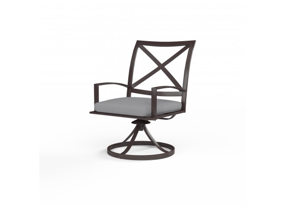 La Jolla Swivel Dining Chair in Canvas Granite w/ Self Welt - Front Side Angle