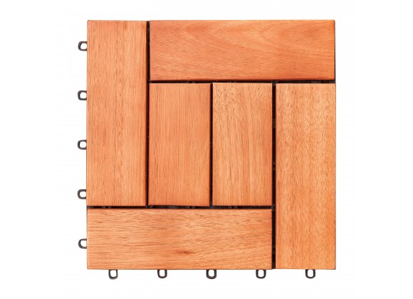 Vifah Hanalei Eucalyptus Interlocking Wooden Decktile in Red Brown, Frontview