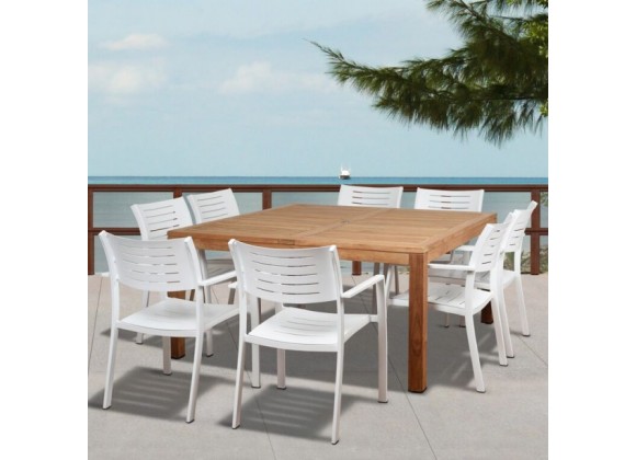 Amazonia Noordam 9 Piece Teak Square Patio Dining Set 