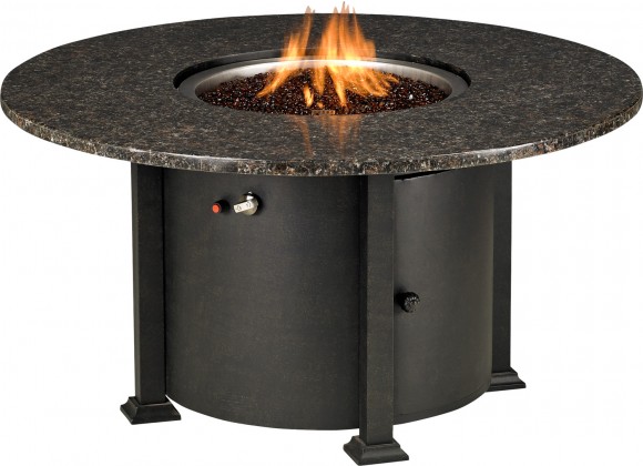 Rome 48" Round Granite Fire Table With Burner - With Fire
