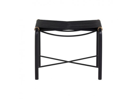 Sunpan Riz Stool - Black Leather - Front Angle