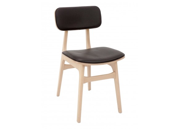 European Beechwood Wood Dining Chair - RV Latte Upholstered 