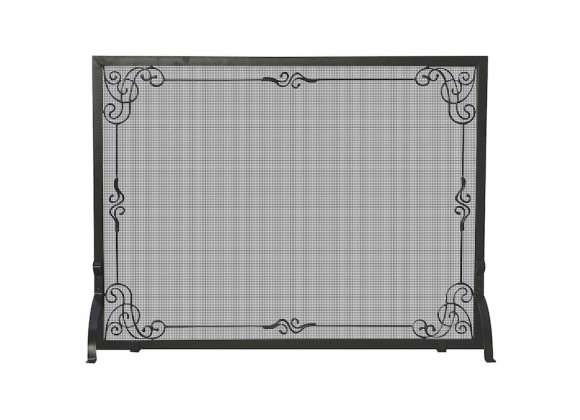 Mr. Bar-B-Q UniFlame® Single Panel Black Wrought Iron Screen with Decorative Scroll