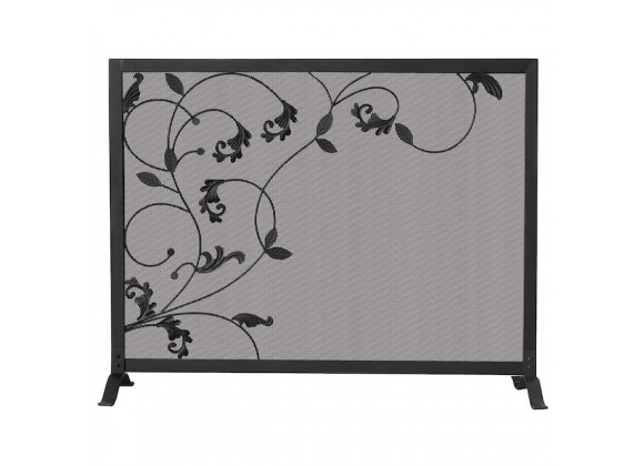 Mr. Bar-B-Q UniFlame® Single Panel Black Wrought Iron Screen with Flowing Leaf Design