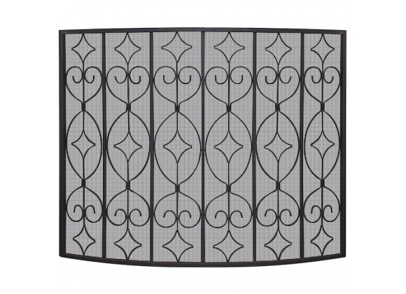 Mr. Bar-B-Q UniFlame® Single Panel Black Wrought Iron Curved Ornate Screen