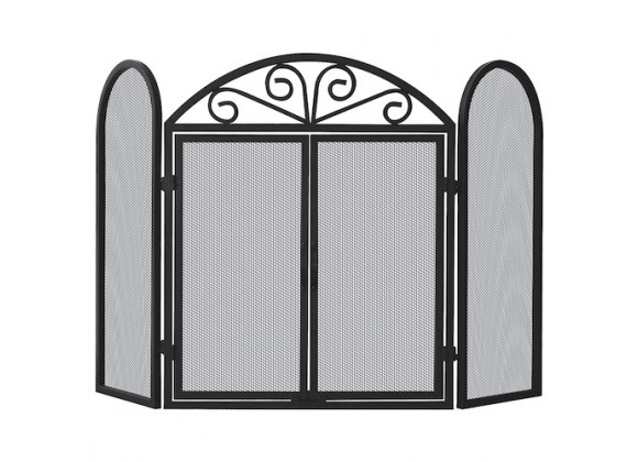 Mr. Bar-B-Q UniFlame® 3 Fold Black Wrought Iron Screen with Opening Doors