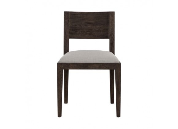 Sunpan Francis Dining Chair in Dark Brown-Linoso Light Grey - Front Angle