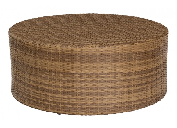 Woodard Saddleback Round Coffee Table in Mocha