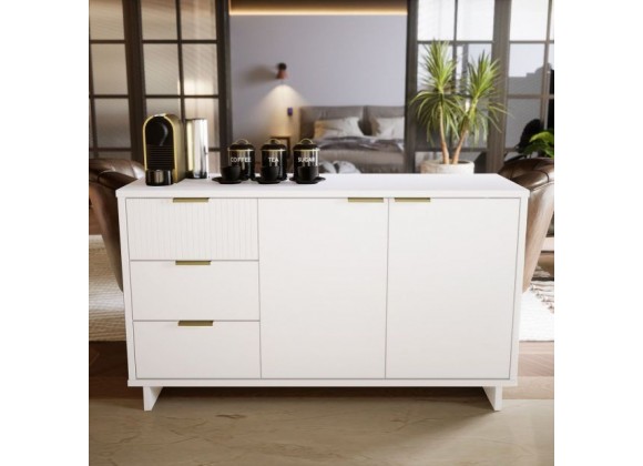 Manhattan Comfort Granville 55.07" Modern Sideboard with 3 Full Extension Drawers in White