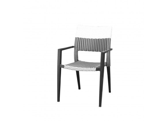 Chloe Dining Arm Chair - White Wicker - Espresso Frame