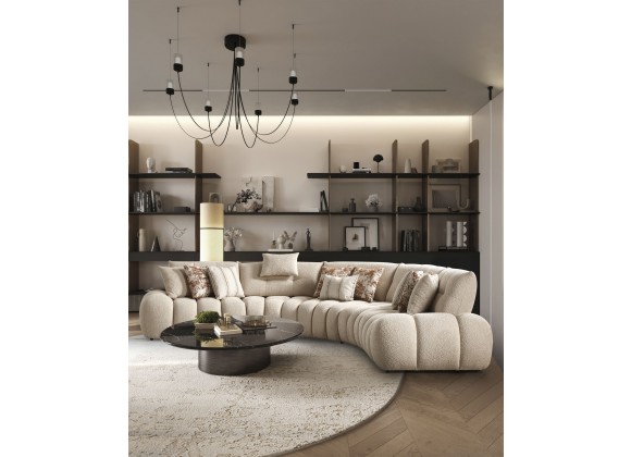 Luna Sectional in Taupe- Lifestyle 1
