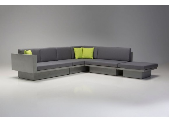 Sancho LSF Sectional Grey Fabric with Epoxy Concrete Texture 