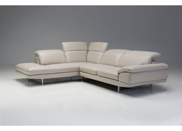 Uptown LSF Sectional Light Grey Premium Leather with Side Split - Headrest Reclined