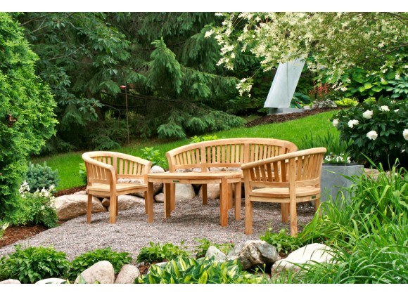 Anderson Teak Curve 4-Pieces Conversation Set Outdoor 