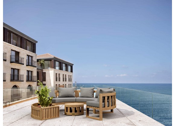 Anderson Teak Circular Modular Deep Seating Set - Lifestyle