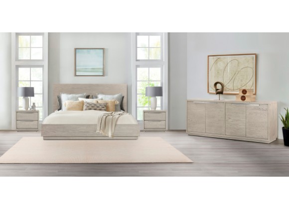 Studio Place 7 Pc Silver Gray King Bedroom Set With Dresser, Mirror, 3 Pc  King Bed, Nightstand