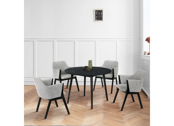 Armen Living Arcadia and Renzo Round Grey and Black Wood 5 Piece Dining Set