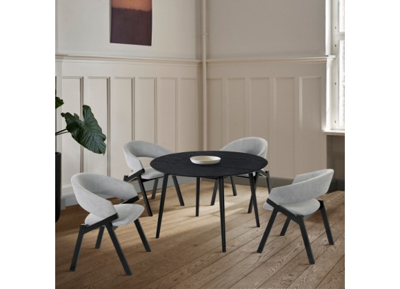 Armen Living Arcadia and Talulah Round Grey and Black Wood 5 Piece Dining Set- Chair Set