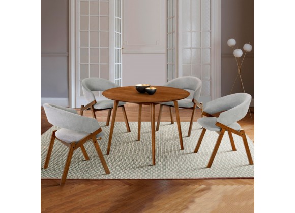 Armen Living Arcadia and Talulah Round Grey and Walnut Wood 5 Piece Dining Set -Chair Set