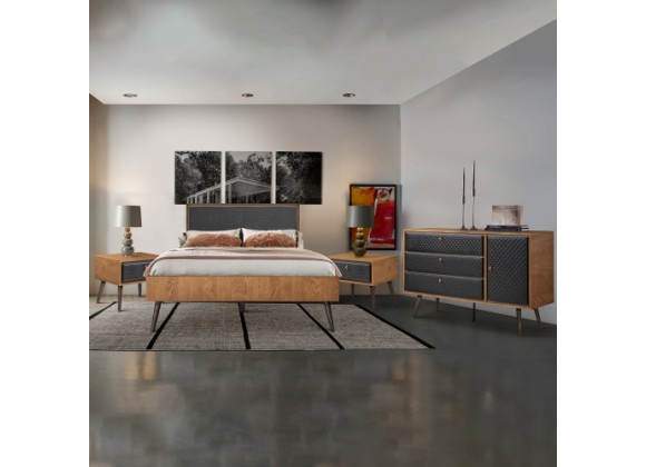 Armen Living Coco Rustic 4 piece Upholstered Platform Bedroom Set