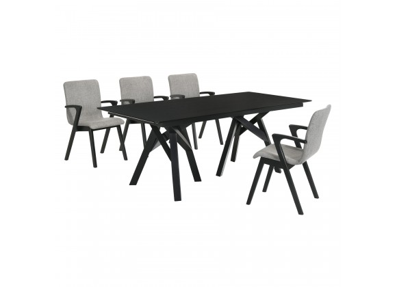 Cortina Varde 5 Piece Black Dining Set