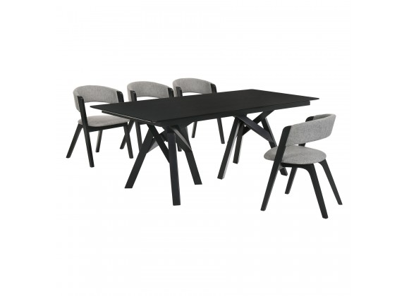 Cortina Rowan 5 Piece Black Dining Set