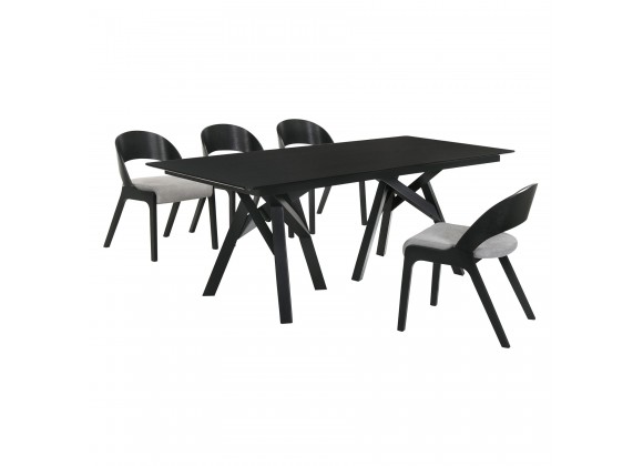 Cortina Polly 5 Piece Black Dining Set