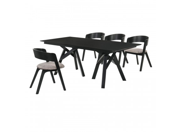 Cortina Jackie 5 Piece Black Dining Set