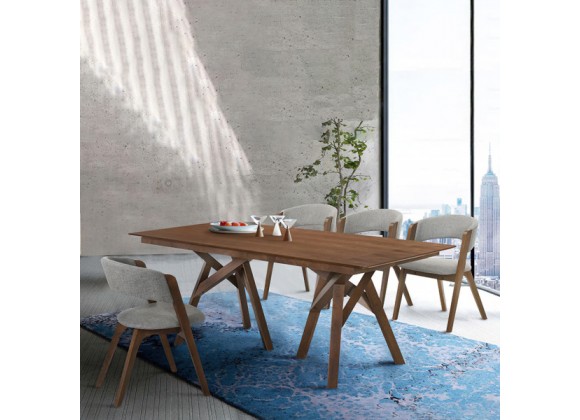 Armen Living Cortina and Rowan 5 Piece Walnut Rectangular Dining Set