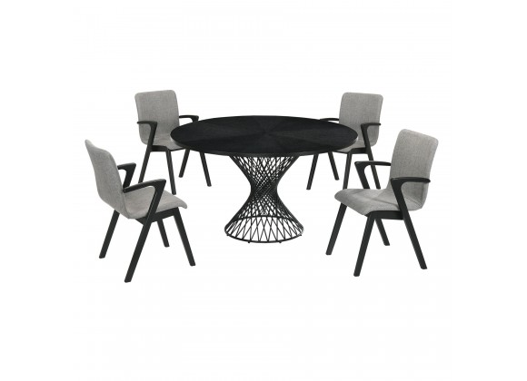 Cirque Varde 5 Piece Black Dining Set