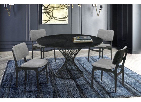 Armen Living Cirque and Lima 5 Piece Black Round Dining Set