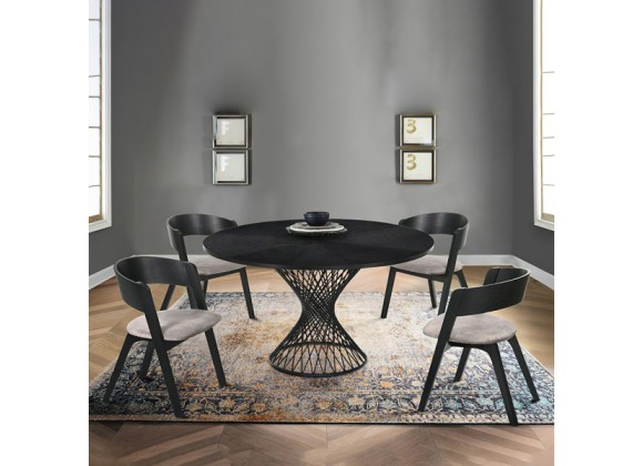 Armen Living Cirque and Jackie 5 Piece Black Round Dining Set