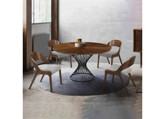 Armen Living Cirque and Polly 5 Piece Walnut Round Dining Set