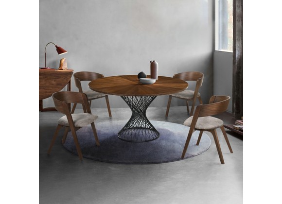 Armen Living Cirque and Jackie 5 Piece Walnut Round Dining Set