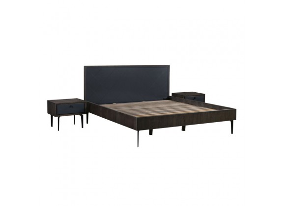 Armen Living Cross Dark Gray Solid Oak 3pc Bedroom Set