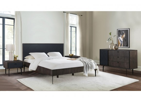 Armen Living Cross Dark Gray Solid Oak King Or Queen 4pc Bedroom Set