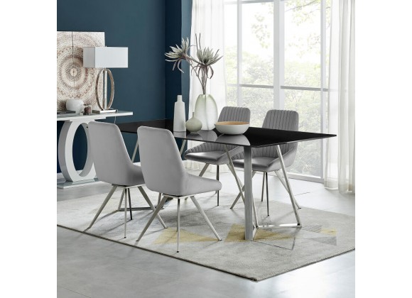 Armen Living Cressida and Skye Gray Fabric 5 Piece Rectangular Dining Set