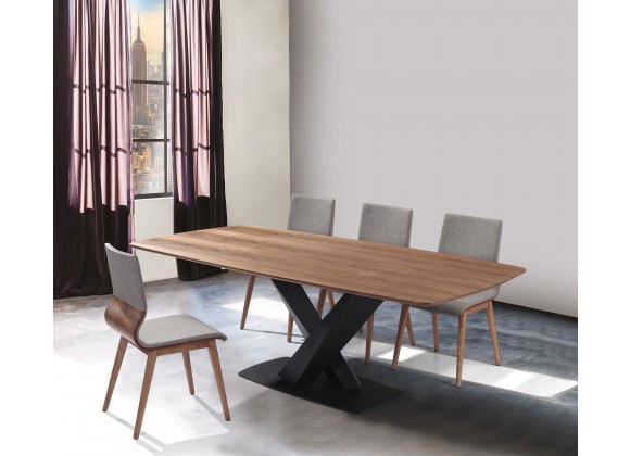 Armen Living Everett Mid-Century Walnut Wood 5 Piece Dining Set