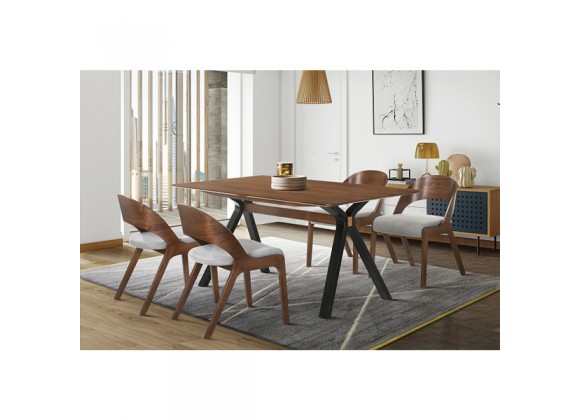 Armen Living Laredo and Polly 5 Piece Walnut Rectangular Dining Set