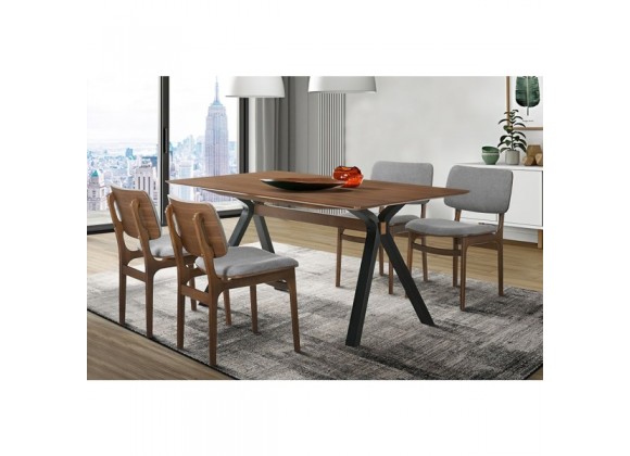 Armen Living Laredo and Lima 5 Piece Walnut Rectangular Dining Set