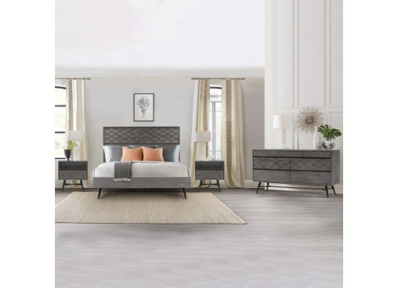 Armen Living Makena 4 Piece Queen Bedroom Set In Grey Acacia Wood In Gray