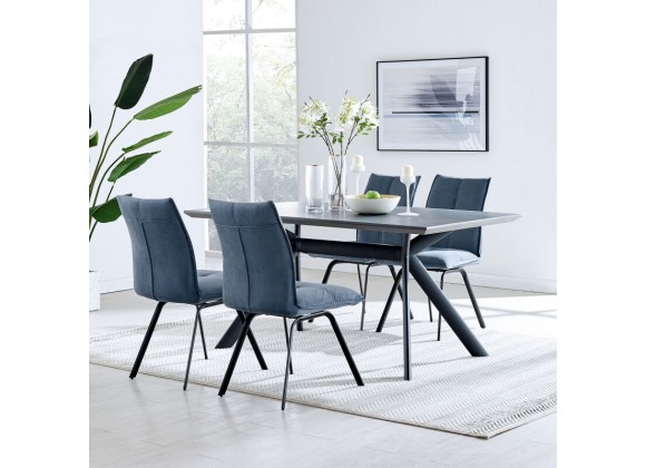 Armen Living Margot and Blue Rylee 5 Piece Modern Rectangular Dining Set