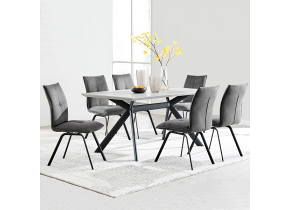 Armen Living Margot and Charcoal Rylee 7 Piece Modern Rectangular Dining Set