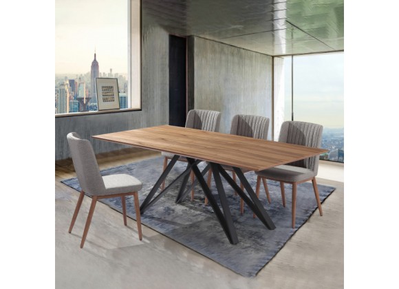 Armen Living Wade Mid-Century Walnut Wood 5 Piece Dining Set