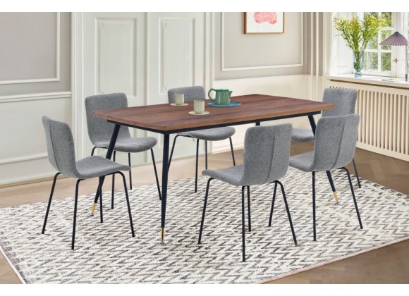 Armen Living Messina and Gillian Light Gray Fabric 7 Piece Rectangular Dining Set