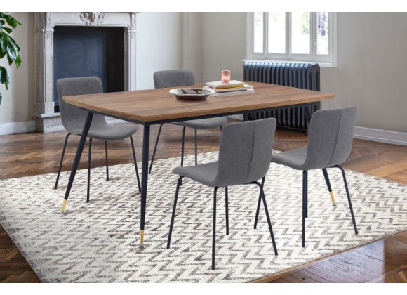 Armen Living Messina and Gillian Dark Gray Fabric 5 Piece Rectangular Dining Set