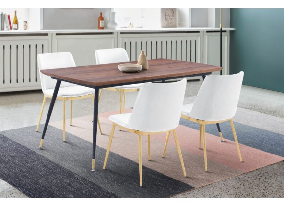 Armen Living Messina Velvet 5 Piece Rectangular Dining Set- White