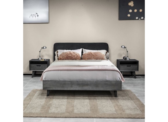 Armen Living Mohave 3 Piece Acacia King Or Queen Bed And Nightstands Bedroom Set In Tundra Gray